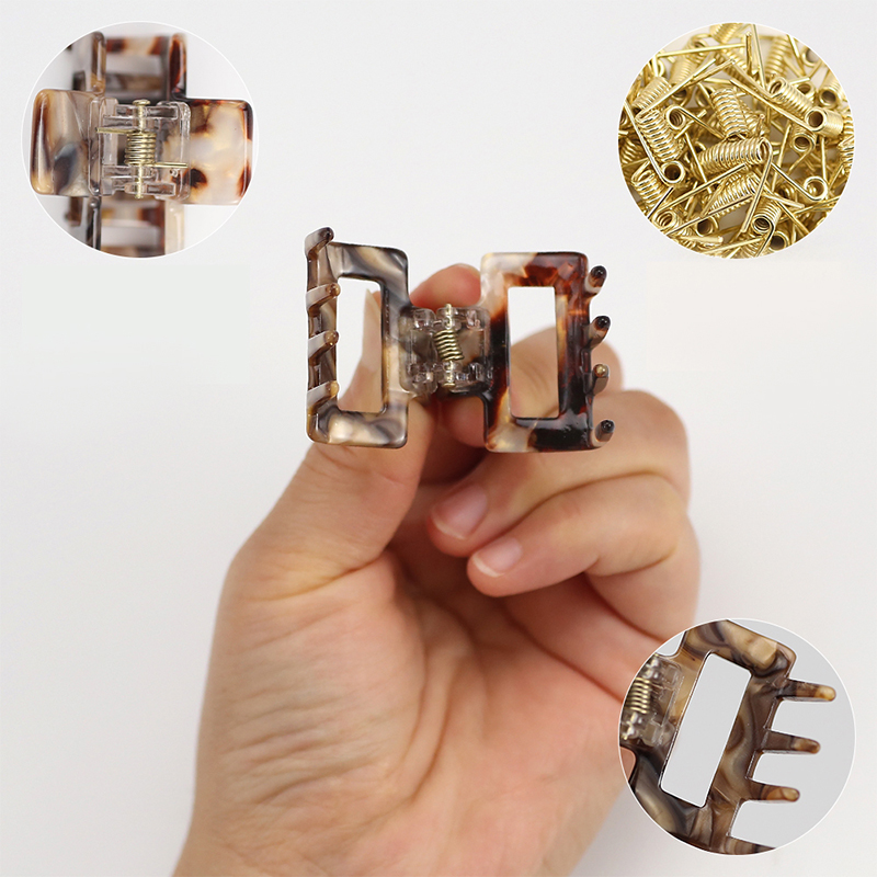 Clip rectangular para garras de acetato para el cabello con apertura central