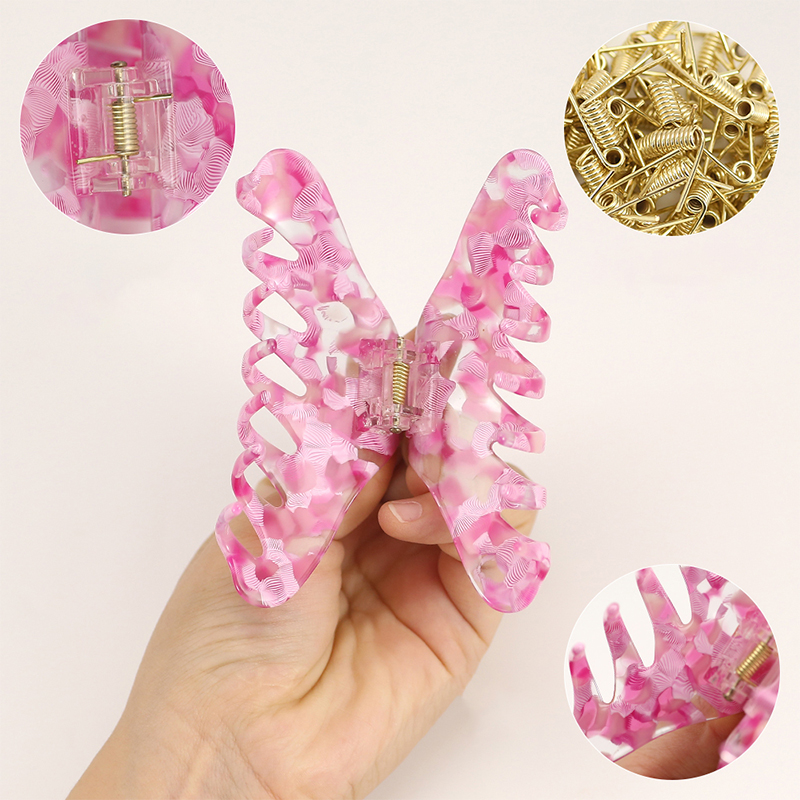 Pinza para el cabello con acetato de dientes helicoidales escalonados