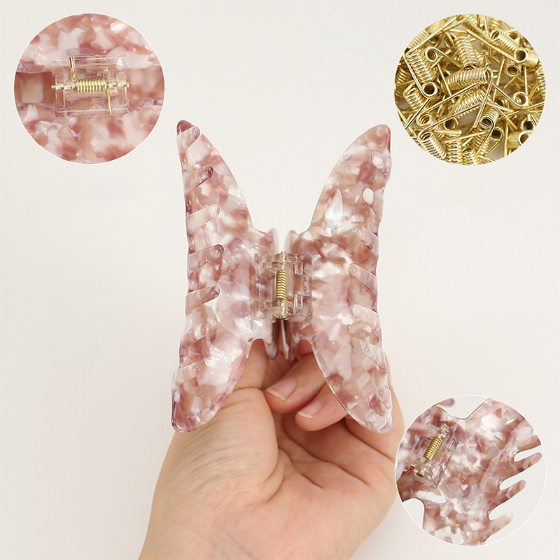 Clip para garra de cabello con acetato de resorte galvanizado en forma de arco