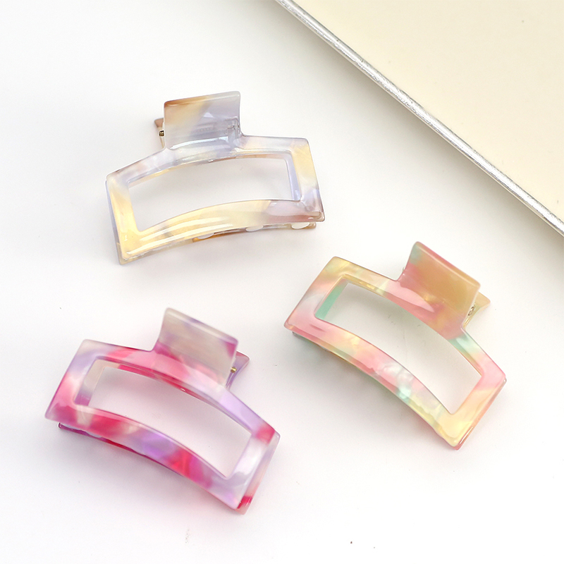 Clip para garra de cabello de acetato rectangular curvo