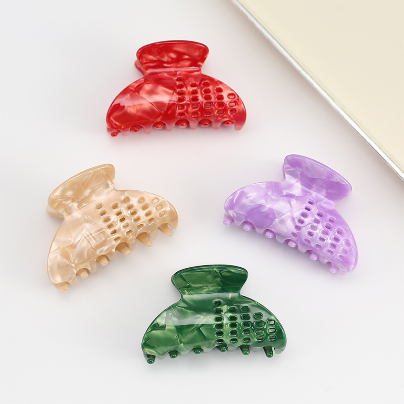 Clip para garra de cabello de acetato en forma de abanico con rejilla en la superficie
