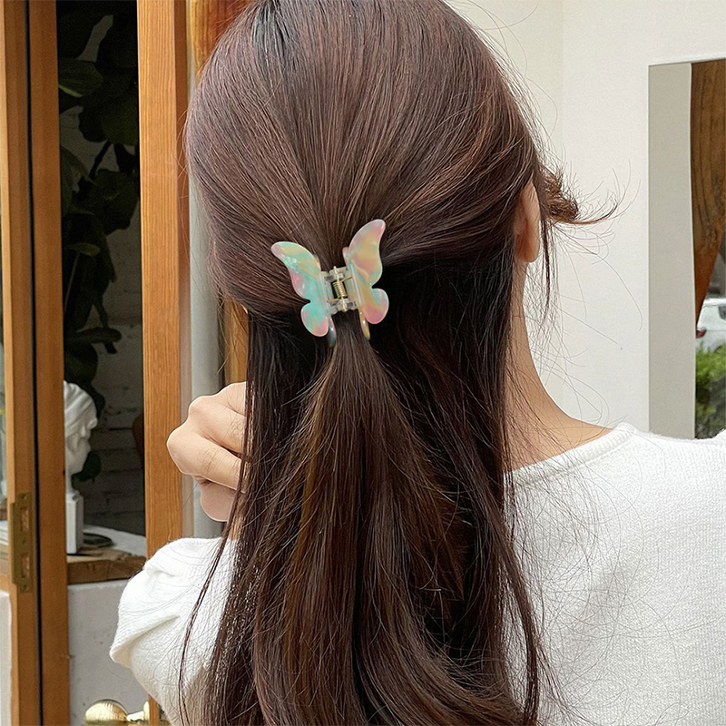 Clip para garra de cabello con acetato de apariencia de mariposa de colores