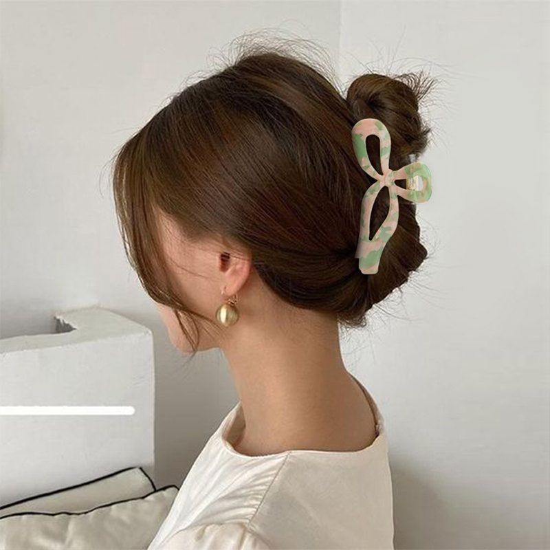 Clip decorativo vertical para garra de cabello con acetato de lazo