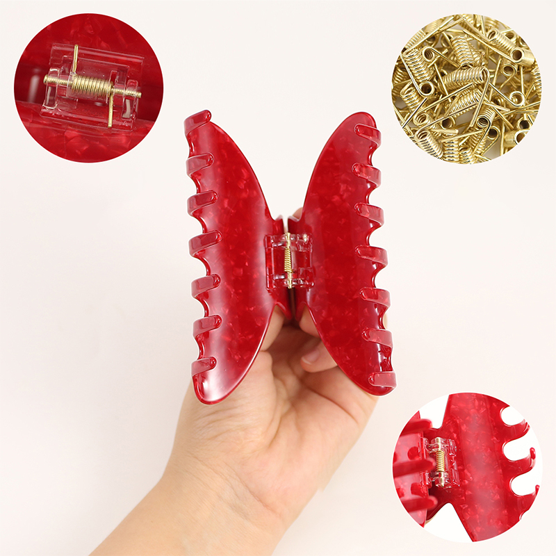 Clip para garra de cabello con acetato de dientes largos en forma de abanico