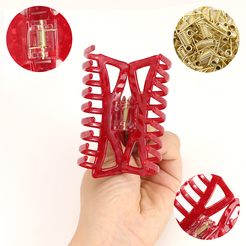 Clip para garras de cabello con acetato de dientes largos escalonados