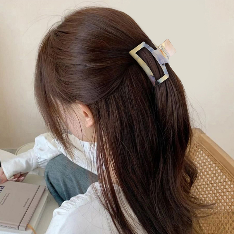 Clip para garra de cabello de acetato rectangular curvo