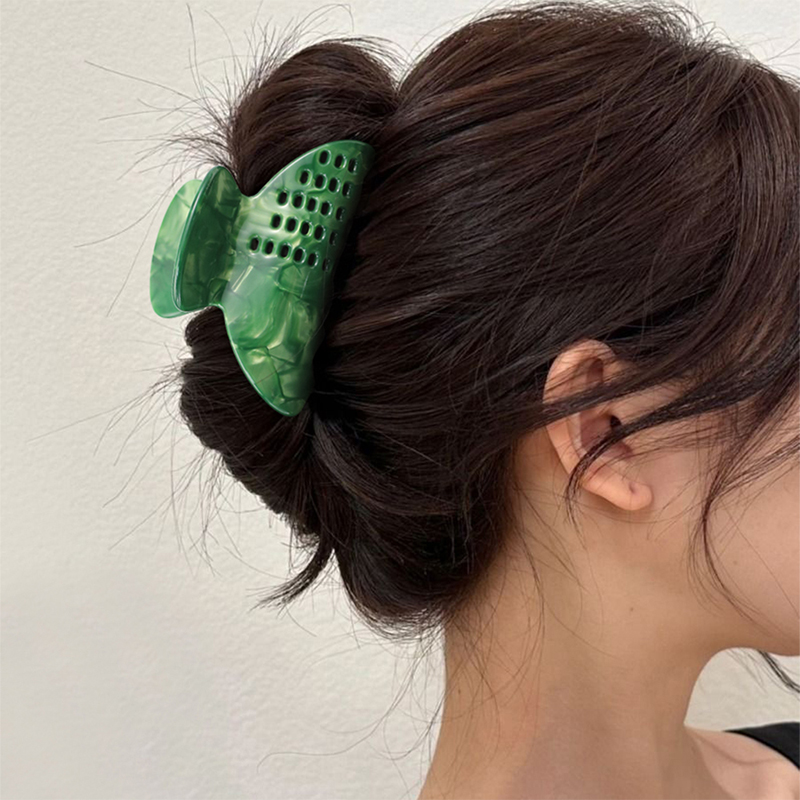 Clip para garra de cabello de acetato en forma de abanico con rejilla en la superficie