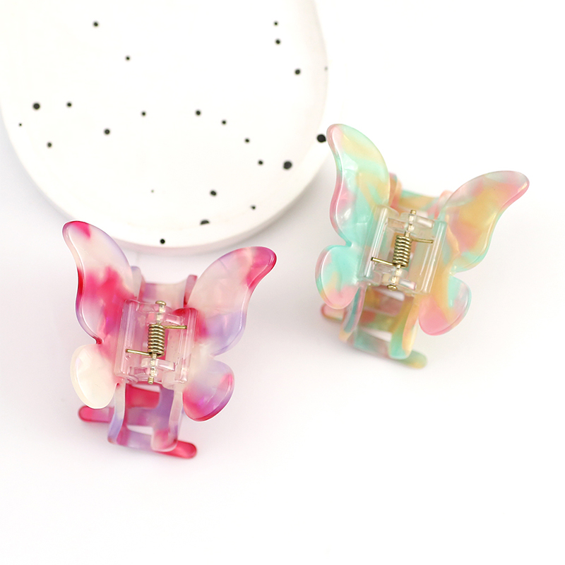 Clip para garra de cabello con acetato de apariencia de mariposa de colores
