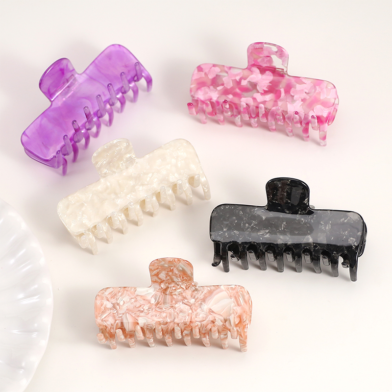 Clip rectangular para garras de acetato para el cabello con bordes redondeados