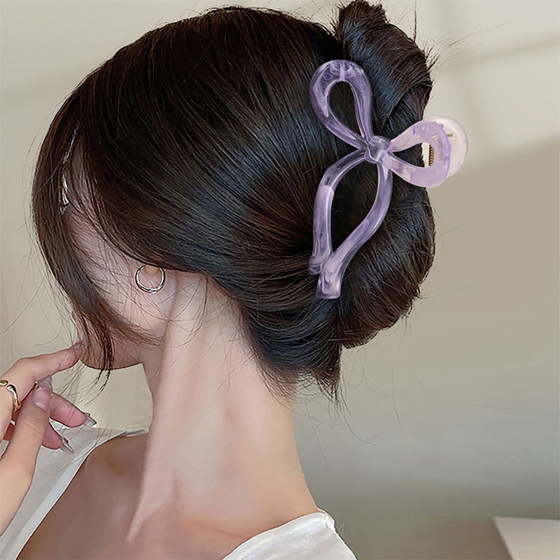 Clip para garra de cabello de plástico brillante con inyección Bowknot
