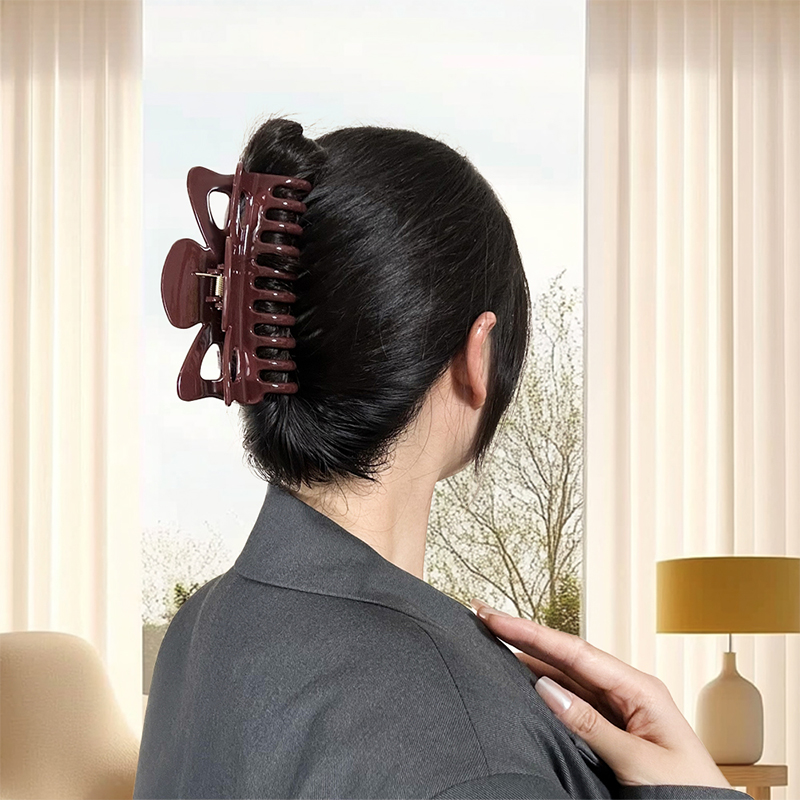 Clip de garra de cabello de plástico con inyección de quilla de mariposa
