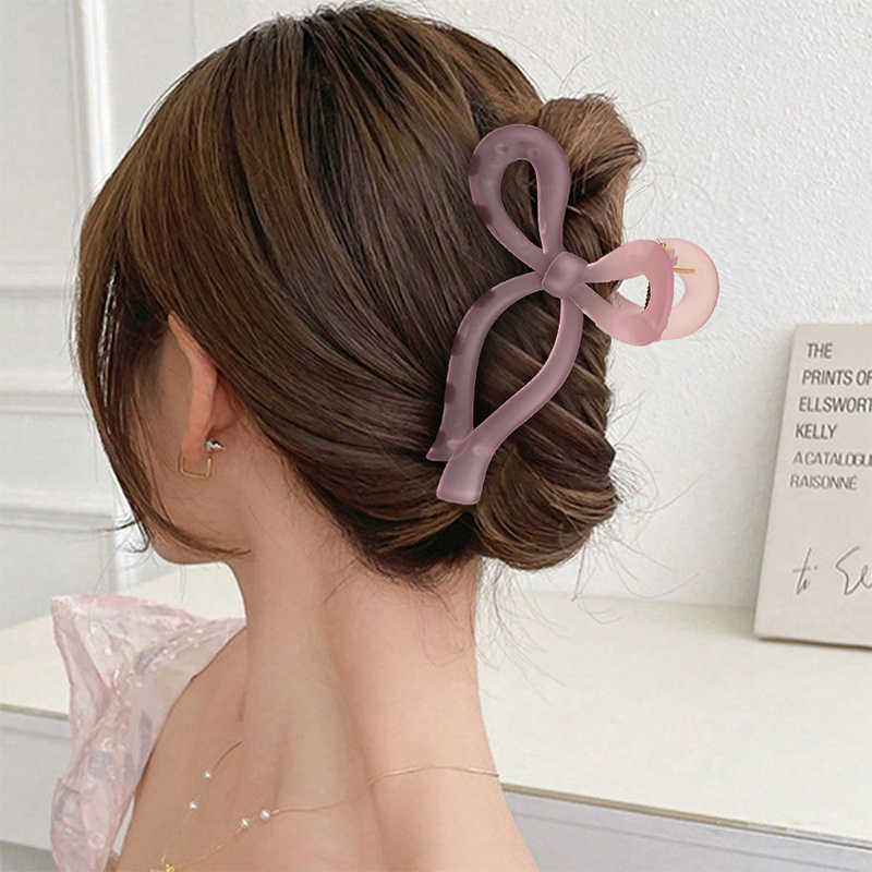 Clip para garra de cabello de plástico brillante con inyección Bowknot