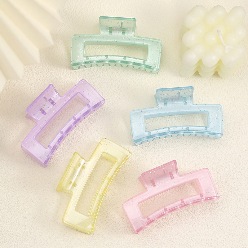 Clip para garra de cabello de plástico con inyección rectangular redondeada