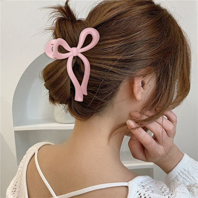 Clip para garra de cabello de plástico brillante con inyección Bowknot