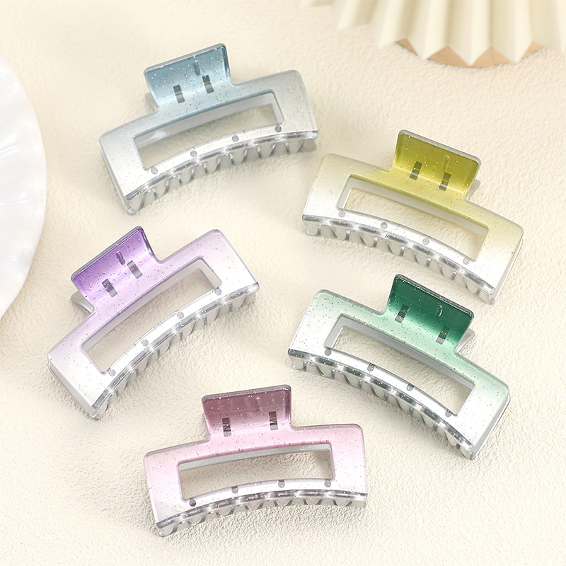 Clip para garra de cabello de plástico con inyección rectangular redondeada