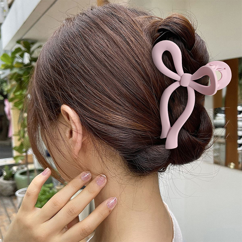 Clip para garra de cabello de plástico brillante con inyección Bowknot