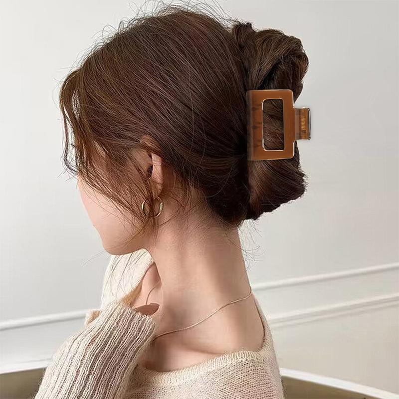 Clip cuadrado de plástico para garras de cabello inyectado con mango
