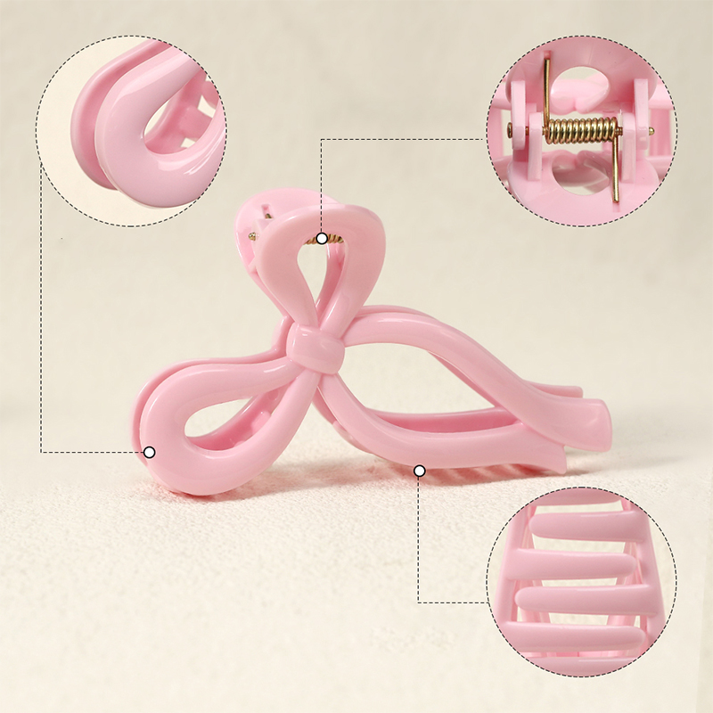 Clip para garra de cabello de plástico brillante con inyección Bowknot