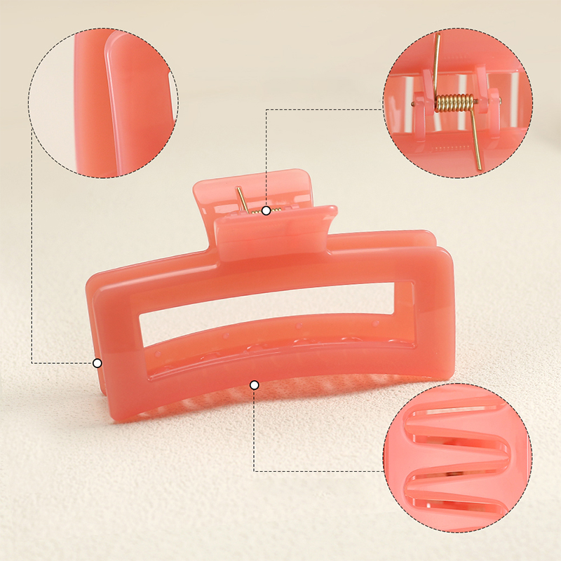 Clip rectangular de plástico para garras de cabello inyectado