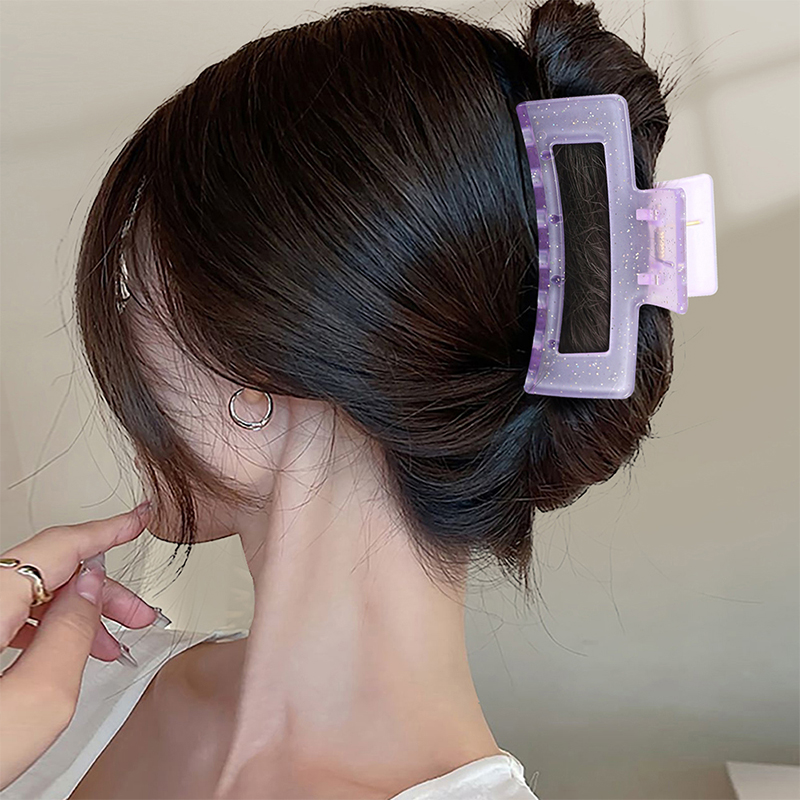 Clip para garra de cabello de plástico con inyección rectangular redondeada