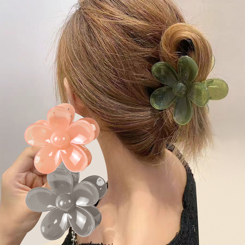 Clip de plástico para garras de cabello con inyección de flores de cinco metales