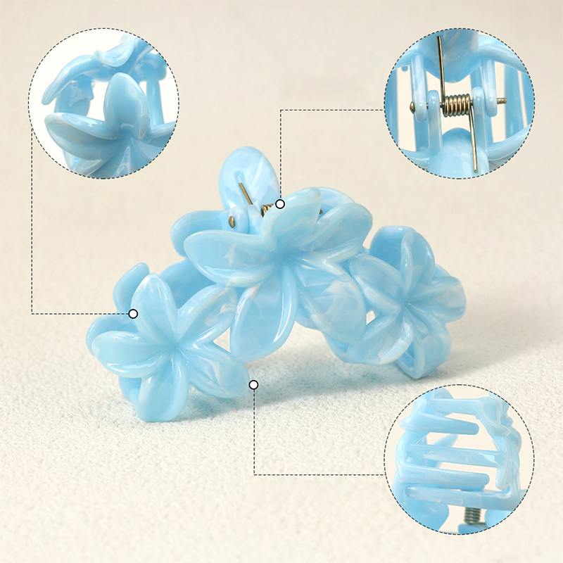 Clip de garra de plástico para el cabello con inyección de tres flores