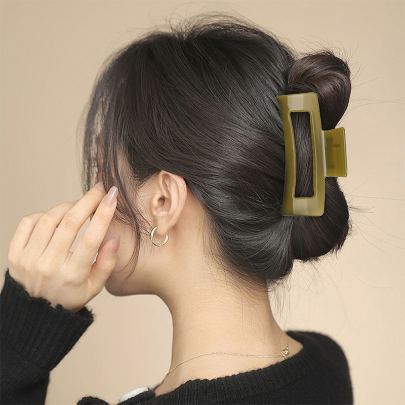 Clip para garra de cabello de plástico con inyección rectangular redondeada