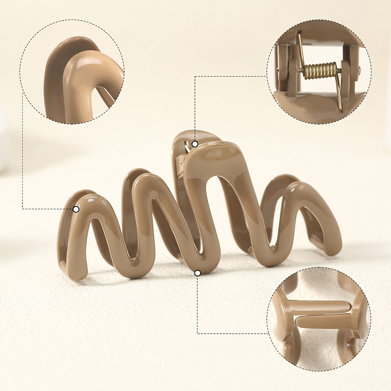 Clip para garra de cabello de plástico con inyección curva
