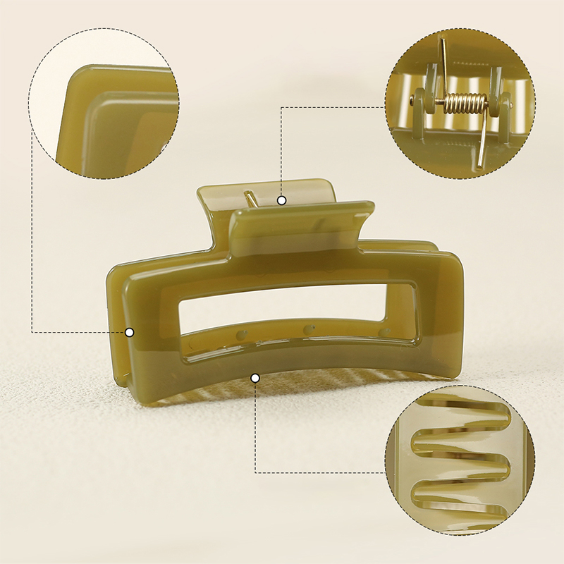 Clip para garra de cabello de plástico con inyección rectangular redondeada