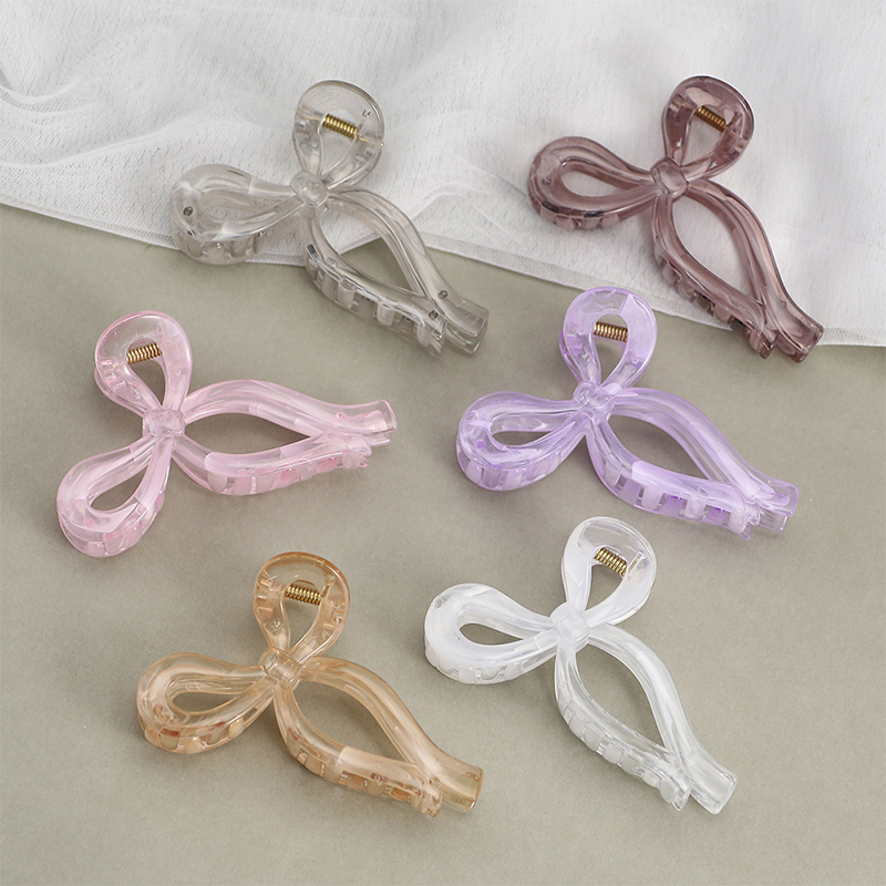 Clip para garra de cabello de plástico brillante con inyección Bowknot