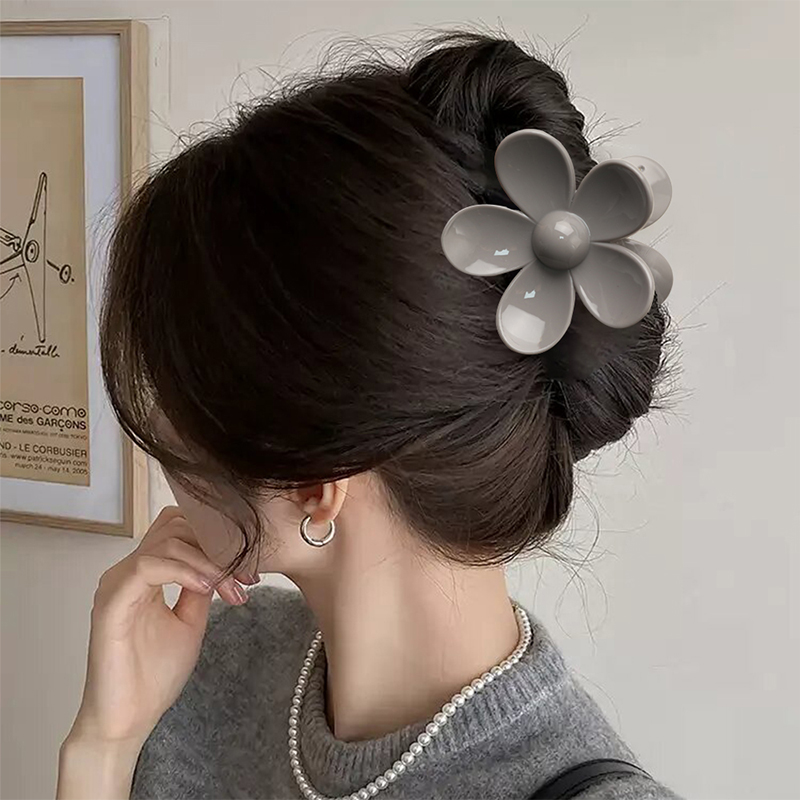 Clip de plástico para garras de cabello con inyección de flores de cinco metales
