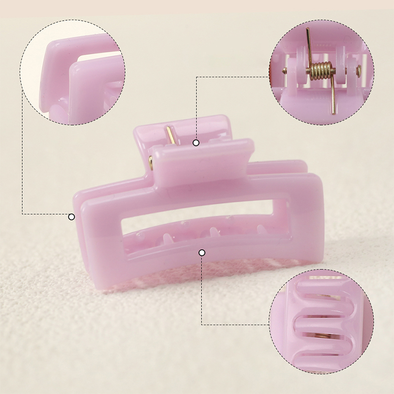 Pequeño clip cuadrado de plástico para garras de cabello inyectado