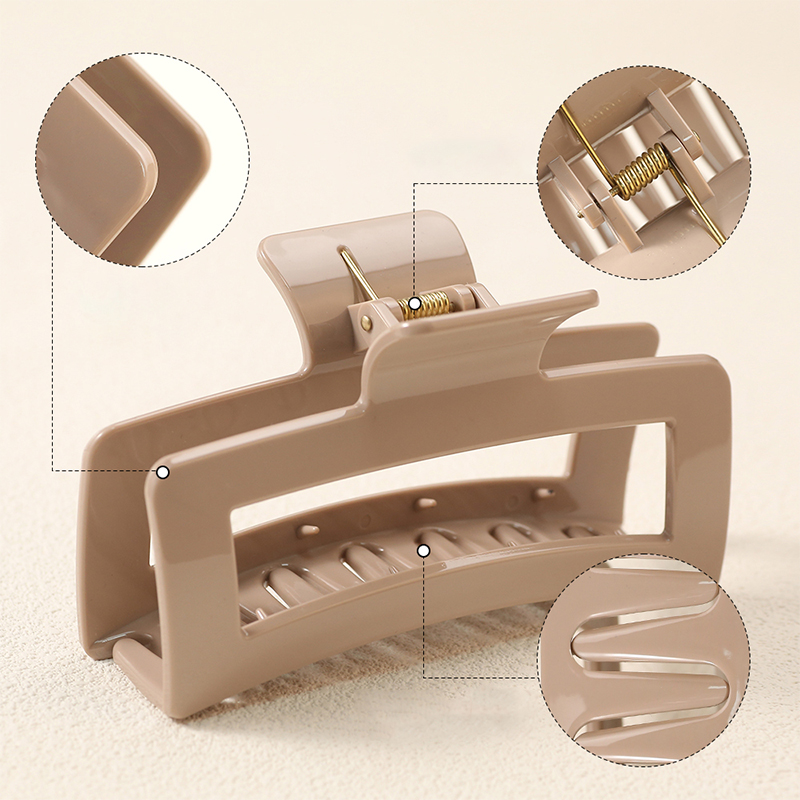 Clip rectangular de plástico para garras de cabello inyectado
